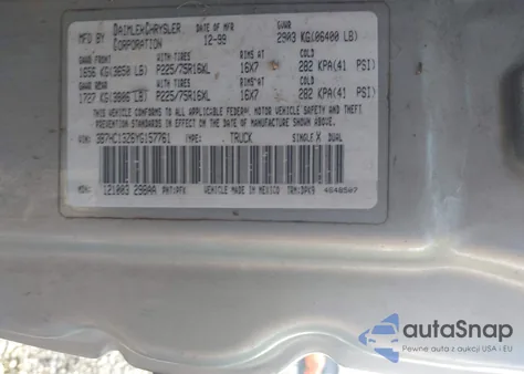 2000 Dodge Ram 1500 St из США, поврежденный, VIN 3B7HC13Z6YG157761